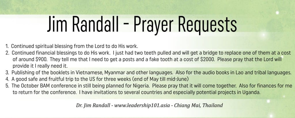 May 2016 Randall Prayer Requests